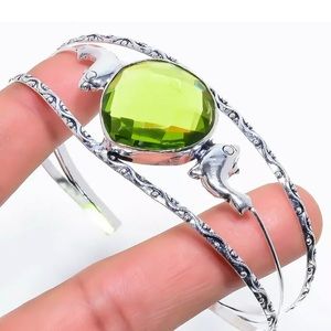 Silver and peridot cuff bracelet